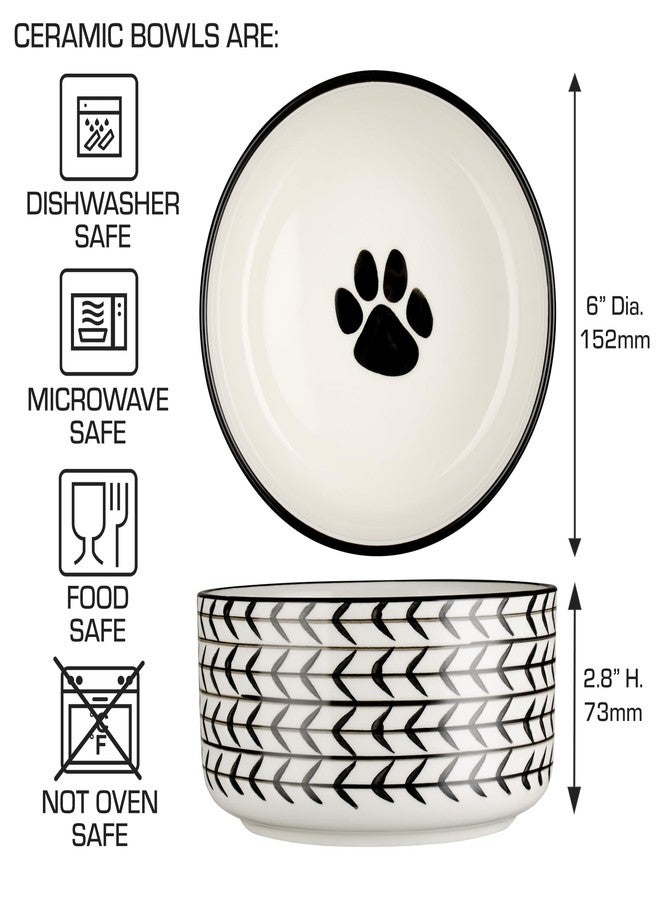Signature Housewares Ceramic Pet Bowl Set - Food Water Bowls for Dogs and Puppies, Large Cats with Sturdy Metal Stand - Set of 2 6in. Bowls, 32 oz Each - Image 4